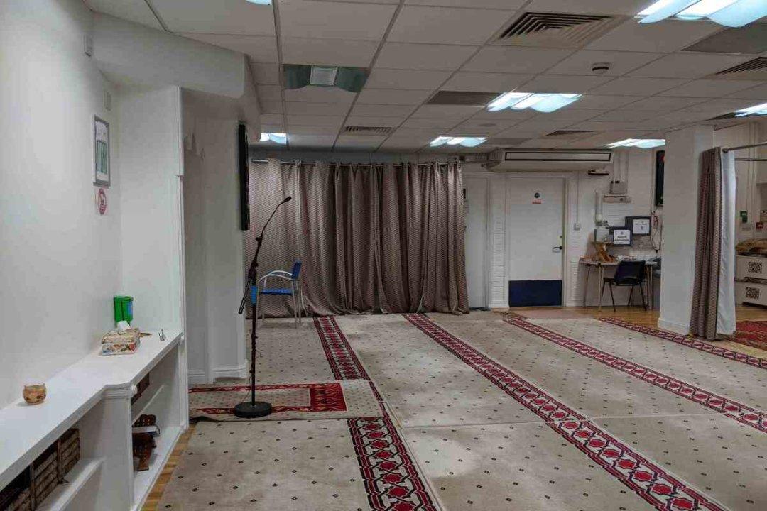Prayer hall interior of Chelsea Muslim Community mosque